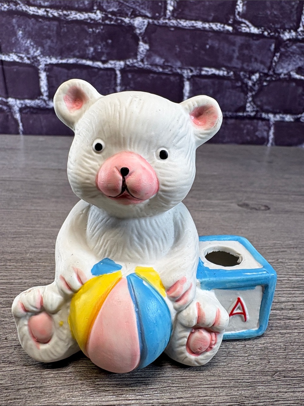 Vintage Ceramic Nursery Bear Figurine